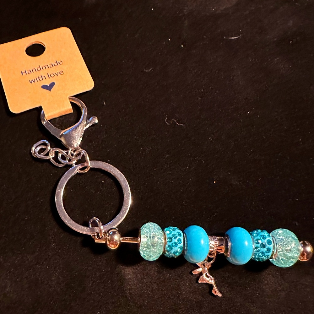 Handmade Blue Pandora Like Purse Key Chain